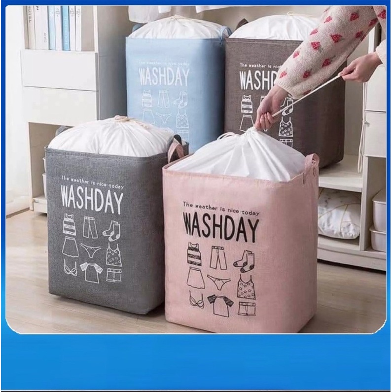 พับเก็บได้ ตะกร้าผ้าใส่ผ้าเตรียมซัก