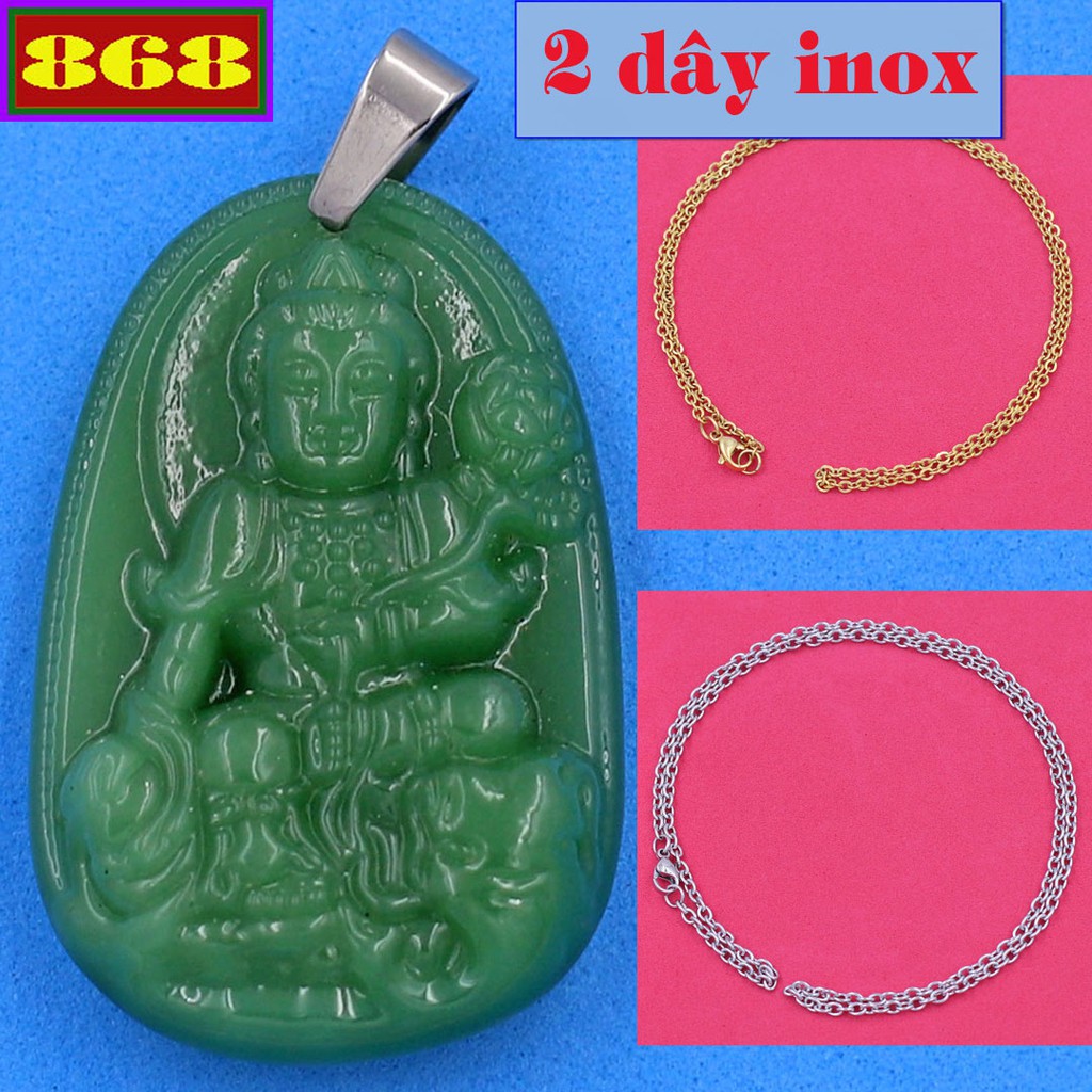 สร้อยคอ 2 สายสแตนเลส Pho Sage พร้อมหินเขียว 5 ซม. HILTRVTAXLTRN2 - Guardian of the year of the Drago