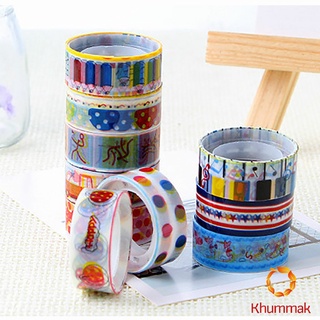 Khummak ม้วนเทปลายการ์ตูน ตกแต่ง สมุดรายงาน สติ๊กเกอร์ สติกเกอร์ วาชิเทป Cute Cartoon Tape