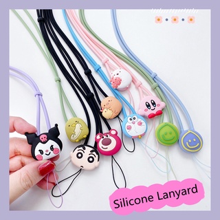 Universal Mobile Phone Silicone Holder Lanyard Candy Color Easy Stent Neck Strapเชือกเส้นเล็กสายคล้องคอ