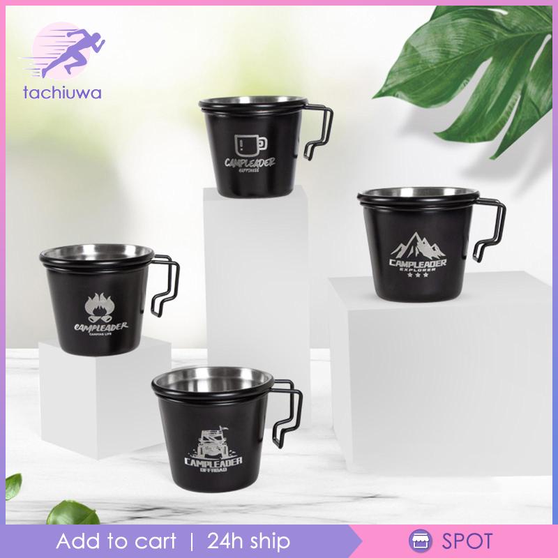 4 Pieces Coffee Cups Handle Drinking Mugs for Camping Travel Fishing Hiking #8