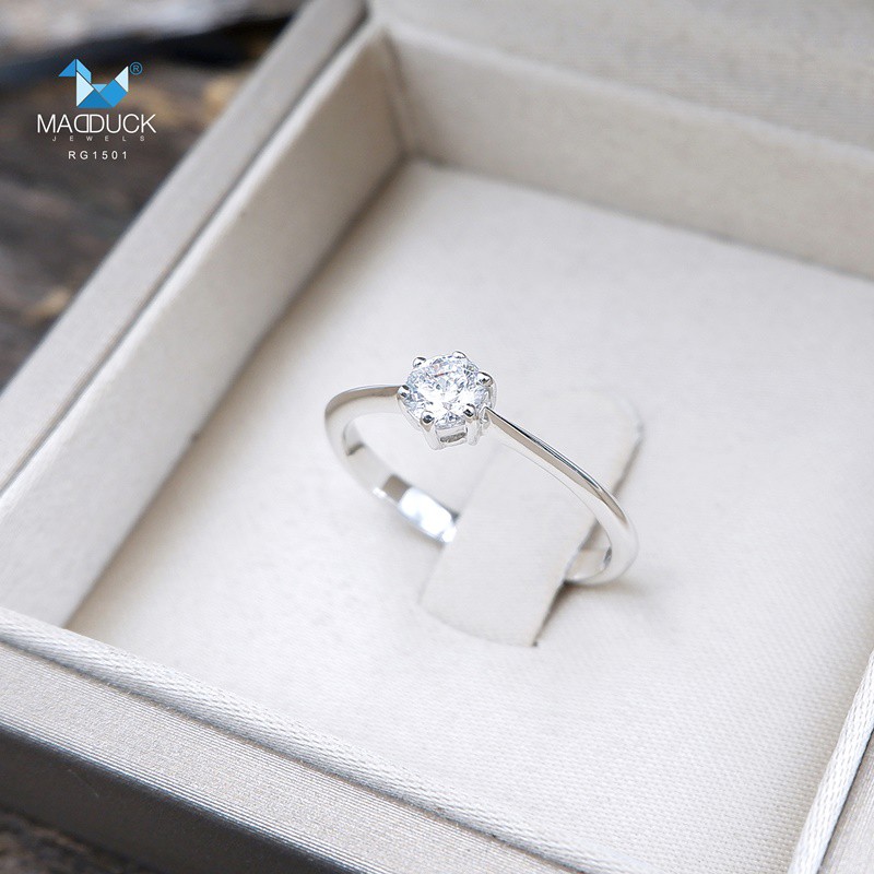 Madduckjewels แหวนเงินแท้ 925 CZ / โมอิส (Moissanite) / เพชร Lab Grown ชุบโรเดียม แหวนแต่งงาน แหวนหมั้น RG1525