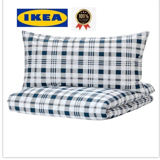 IKEA แท้ 100% SPIKVALLMO สปีควัลล์โม ปลอกผ้านวม+ปลอกหมอน ขาว น้ำเงิน/ลายตาหมากรุก แบรนด์ Ikea ชั้นนำ จาก สวีเดน .