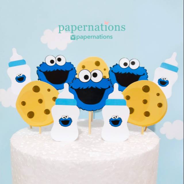 Monster Cookie Cupcake Topper / Monster Cookie Topper / Sesame Street Monster Cookie Cake Topper