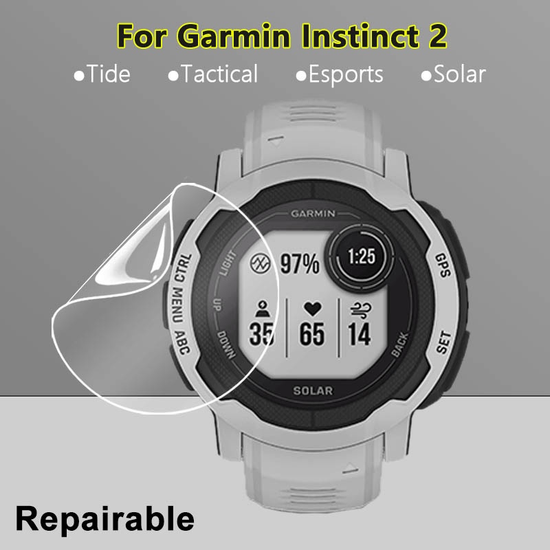Clear Slim Screen Protector สําหรับ Garmin Instinct 2 2S สมาร์ทวอท์ช Soft TPU Repairable Hydrogel Film - ไม่ใช่กระจกนิรภัย
