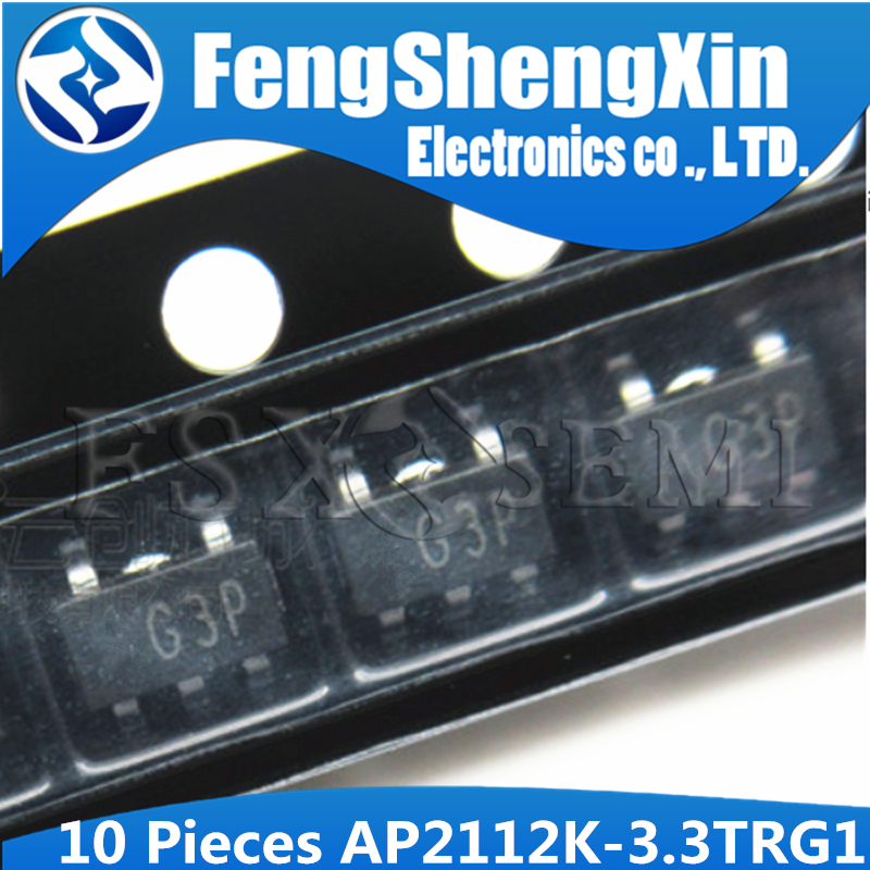 10pcs AP2112K-3.3 SOT23-5 AP2112K-3.3TRG1 3.3V 0.6A G3P 2112 AP2112 AP2113K AP2112-3.3 600mA CMOS LD