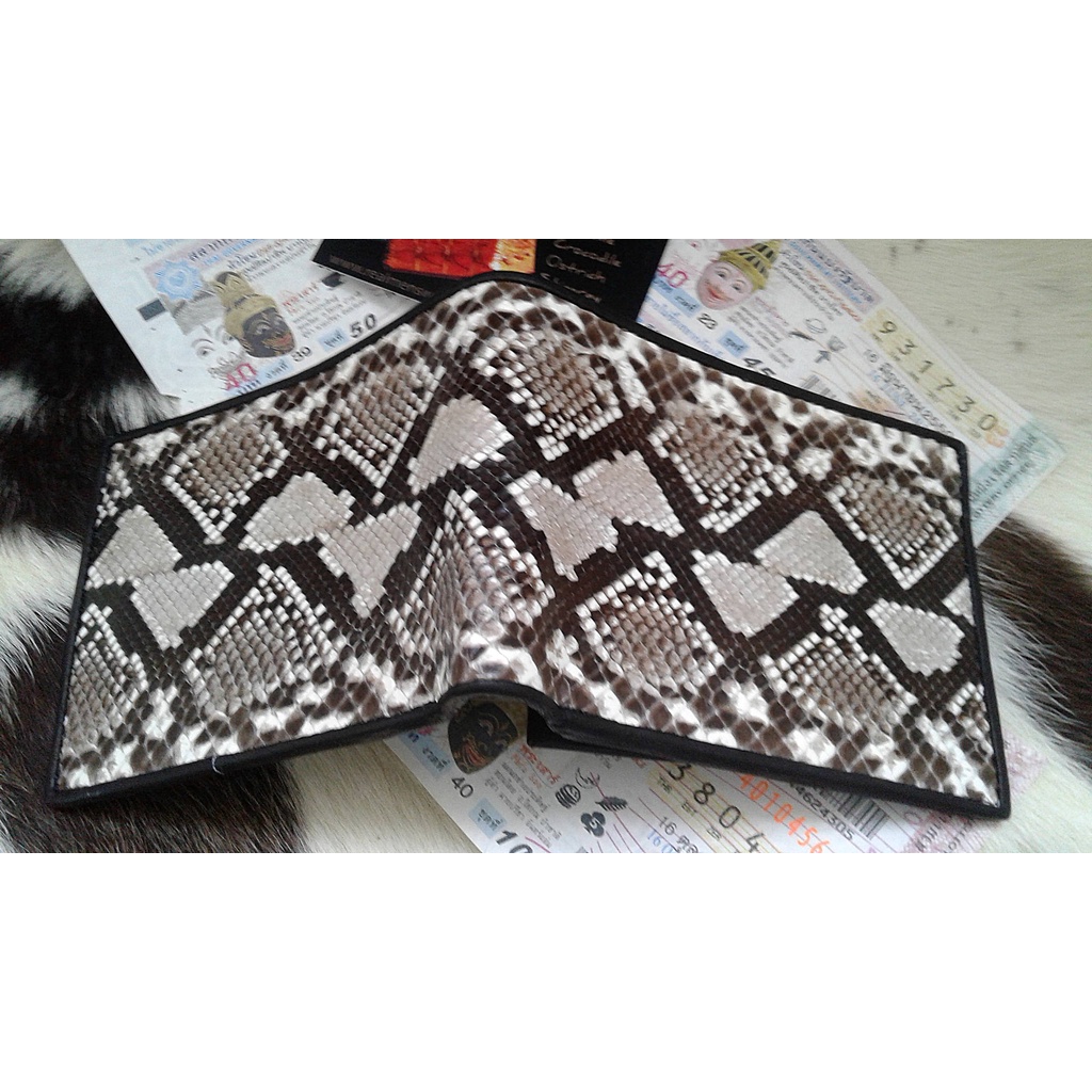 Men's wallet handmade python wallet leather men's wallet. great gift.พร้อมใบครอบครองตามกฎหมาย