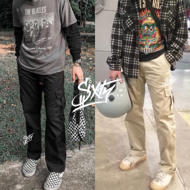 ขายดี 1🥇💥พร้อมส่ง-รุ่นเบสิคดั้งเดิม💥Sixty-คาร์โก้เอวปกติ🔥ผ้าคอตตอน🔥 6 กระเป๋า