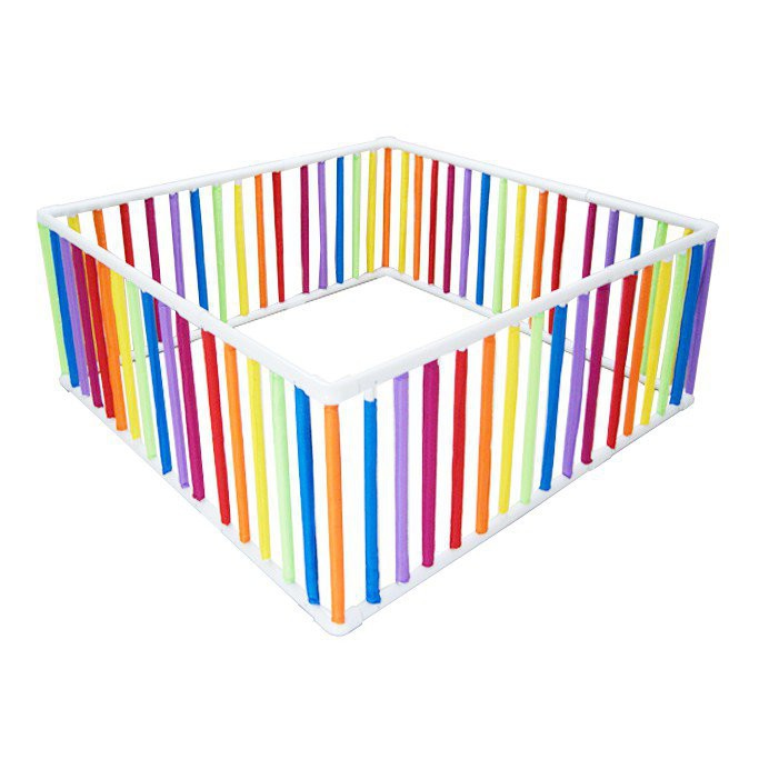 คอกกั้นเด็กราคาถูก ขนาด 150x150cm  + นวมซี่สีรุ้ง ระยะห่างซี่ 6.5cm จัดส่งขนส่งเคอรี่ KERRY Bon1