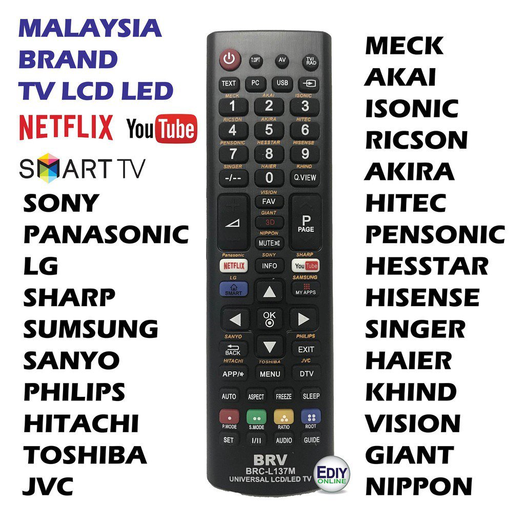 Rm-l1376m BRC-L137M MALAYSIA BRAND TV LCD LED รีโมทคอนโทรลแบบเปลี่ยน สําหรับ MECK AKAI ISO