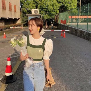 ครอป3สีปักเดซี่ 🌼 เสื้อครอปงานไหมพรมถัก แต่งปักลายดอกเดซี่