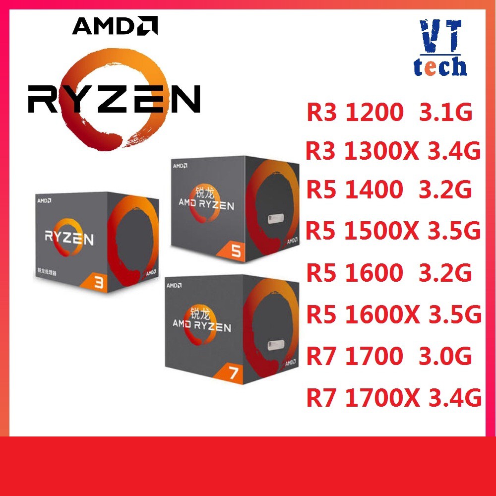AMD Ryzen 5 1600 R5 1600 1400 1500X R5 2400 2500X 2600X 3.2GHz หกแกน CPU โปรเซสเซอร์เดสก์ท็อป 65W ซ็