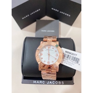 MBM3077.    36 mm. MARC BY MARC JACOBS White Dial Rose Gold-Tone Ladies Watch