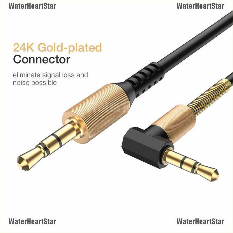 WaterHeartStar 3.5Mm Male To Male Aux Cable Cord LShaped Right Angle Car Audio Headphone Jack