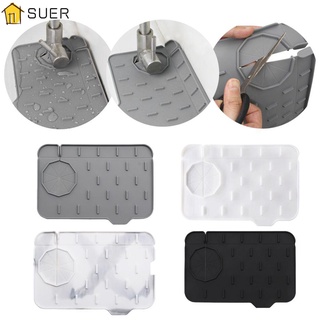 SUER Kitchen Supplies Silicone Drain Pad Sink Water Prevent Splash-proof Faucet Absorbent Mat Bathroom Accessories Faucet Wraparound Dish Drying Pads Water Splash Guard Washable Splash Catcher/Multicolor