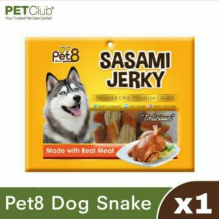 Pet8 Dog Snack Fish Strap Fold in Half Wrapped chicken Jerky(300 g.)