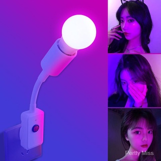 ไฟกลางคืนซ็อกเก็ตบรรยากาศ LED สีสันสดใส ไฟสีม่วง ไฟสีแดง ไฟแต่งห้องสีม่วง หลอดไฟแต่งห้อง ไฟเเต่งห้อง SC2357