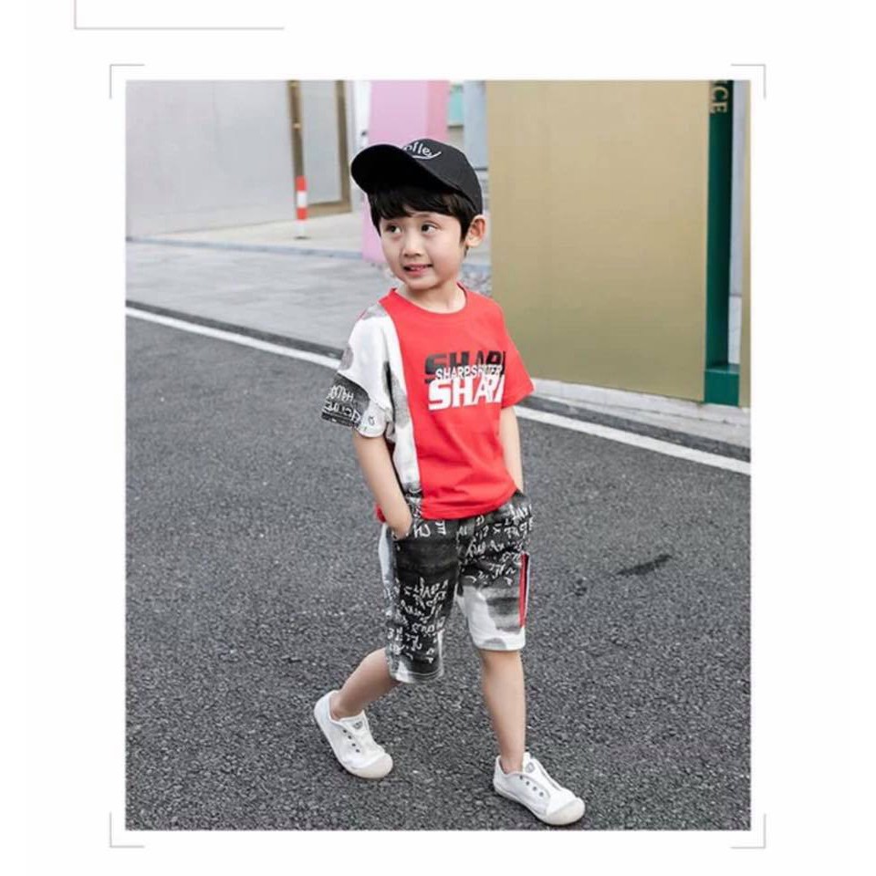 [SMALL + ขนาดใหญ่] BOYS HOME WEAR SET WITH SHAPP LETTERS