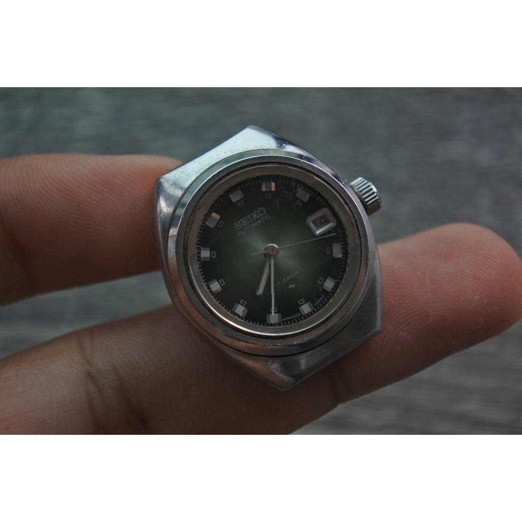 นาฬิกา Vintage มือสองญี่ปุ่น Seiko  ระบบ Automatic 18jewels Green Dial กระจกเหลี่ยม หน้าปัด 27mm สภาพดี