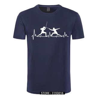 เสื้อยืดแขนสั้น ผ้าฝ้าย พิมพ์ลาย HeartBeat Fencing แฟชั่นฤดูร้อน สําหรับผู้ชายS-5XL