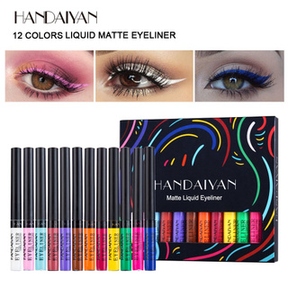 Handaiyan เครื่องสําอางดินสออายไลเนอร์เนื้อMatte กันน้ําสีเขียวนีออนสีขาวสีเหลือง 12ชิ้น