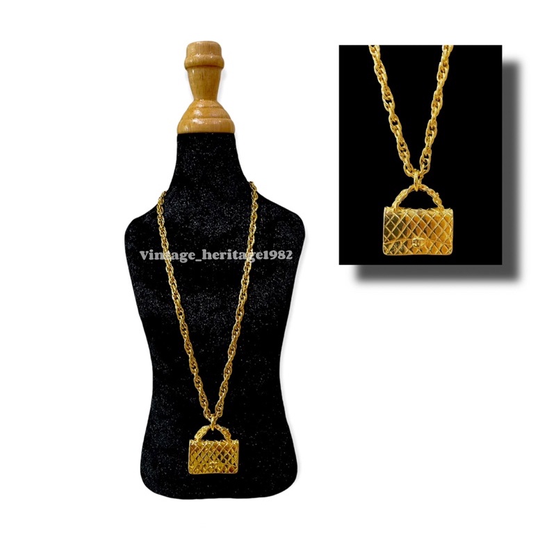 CHANEL Bag Charm Gold Chain Necklace