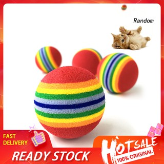 ✽RAN✽Funny Pet Dog Puppy Cat Rainbow Striped Chewing Interactive Ball Teething Toy