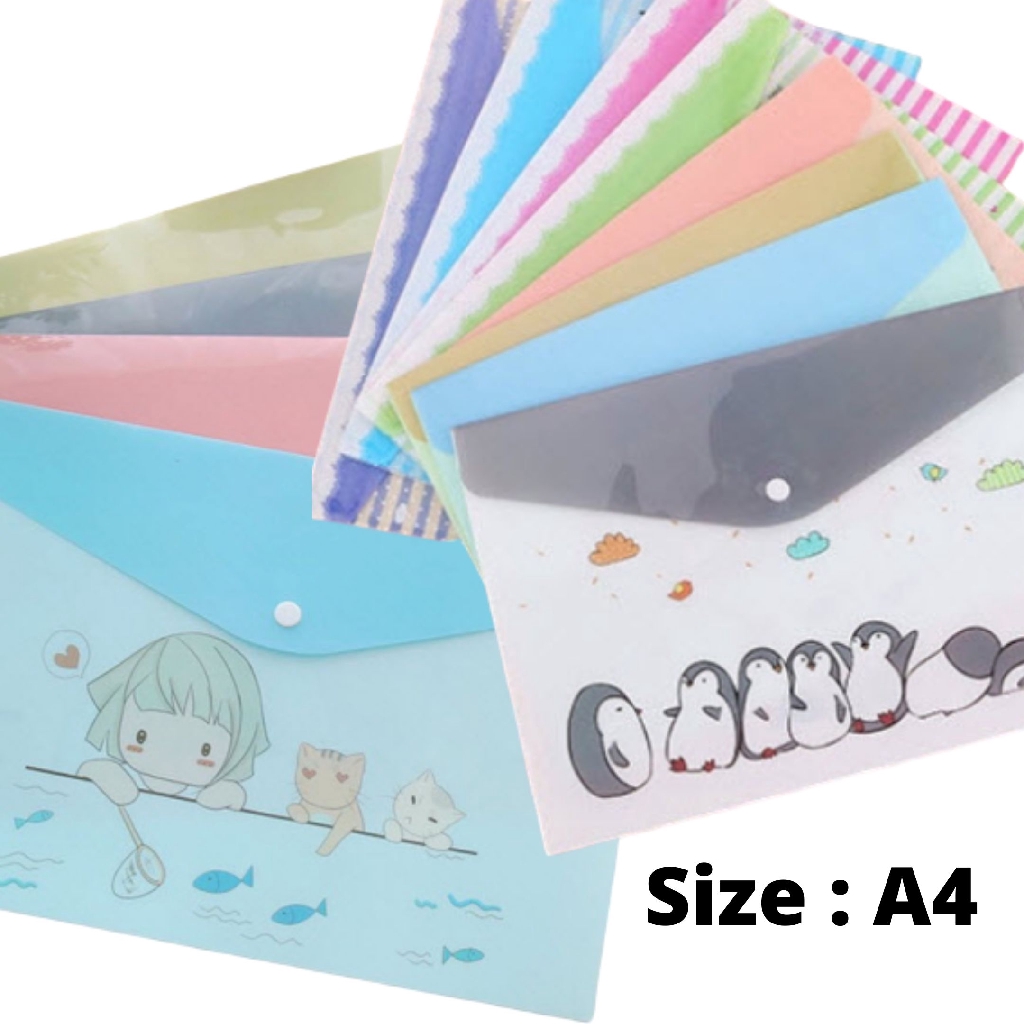 S0164 แฟ้มเอกสาร A4 มีกระดุม มีหลายลายให้เลือก น่ารัก แฟ้ม กระเป๋าเอกสาร