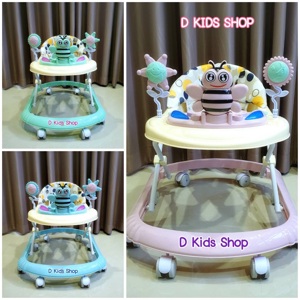 💥ฮอต W1💥รถหัดเดินเด็ก ผึ้งน้อยพาสเทล4in1 มีเสียงดนตรีปรับระดับได้  รถขาไถเด็ก No.5006