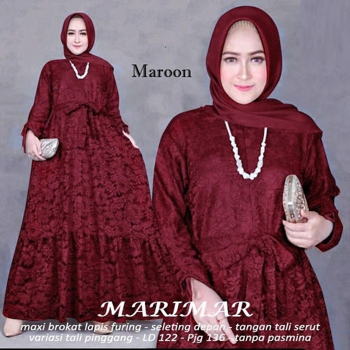 NCR - Muslimah Brukat Longdress Fit XXL Busui No Hijab/Drawstring Hand Marimar Party สร้อยคอ Gamis
