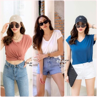 🔥พร้อมจัดส่ง🔥ป้าย GI-ANTS เสื้อคอวีแขนในตัว ชายโค้งผ้า rayon spendex G76