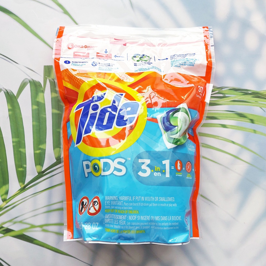 เจลบอลซักผ้า กลิ่นคลีนบรีซ Tide® PODS Laundry Detergent Clean Breeze 37 Count เจลบอล น้ำยาซักผ้า แคป