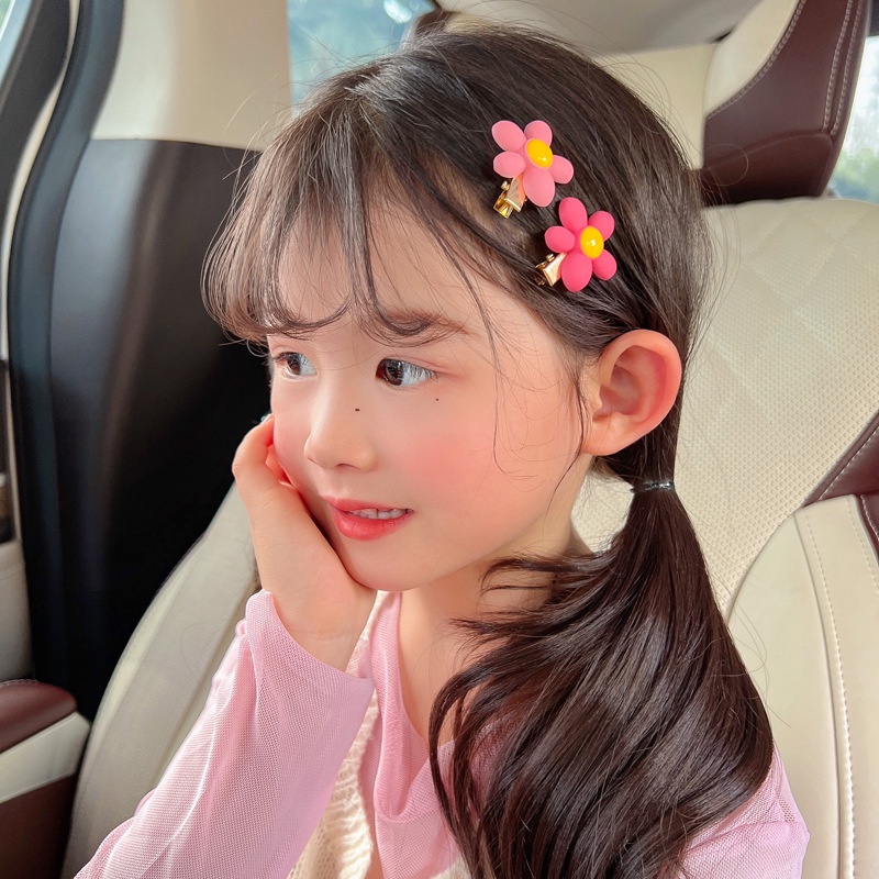 ชุดกิ๊บติดผม รูปหัวใจ ประดับโบว์ และดอกไม้น่ารัก สีชมพูหวาน แบบเรียบง่าย เครื่องประดับ สําหรับผู้หญิง