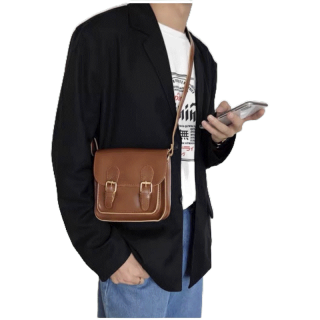 {ใช้โค้ด 9C999D ลดทันที 45.-เมื่อช้อปครบ 300.-}THEBOY-PU VINTAGE BAG กระเป๋าสะพายหนัง