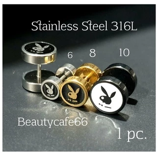 DB14 (1 ข้าง) จิวหู Street Style Playboy จิวดัมเบล ลายเท่ห์ๆ 2 ฝั่ง สแตนเลสแท้ ต่างหูแฟชั่น เกาหลี minimal earrings
