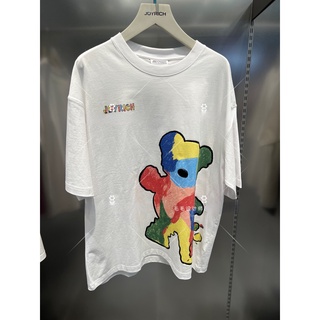 [100% Cotton] Joyrich เสื้อยืดแขนสั้น สีขาว ลายหมี สีสันสดใส สําหรับผู้ชาย และผู้หญิง