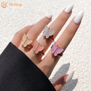 IFME 4 Pcs/set Shining Butterfly Rings Set Simple Design Gold Ring for Women Jewelry Accessories