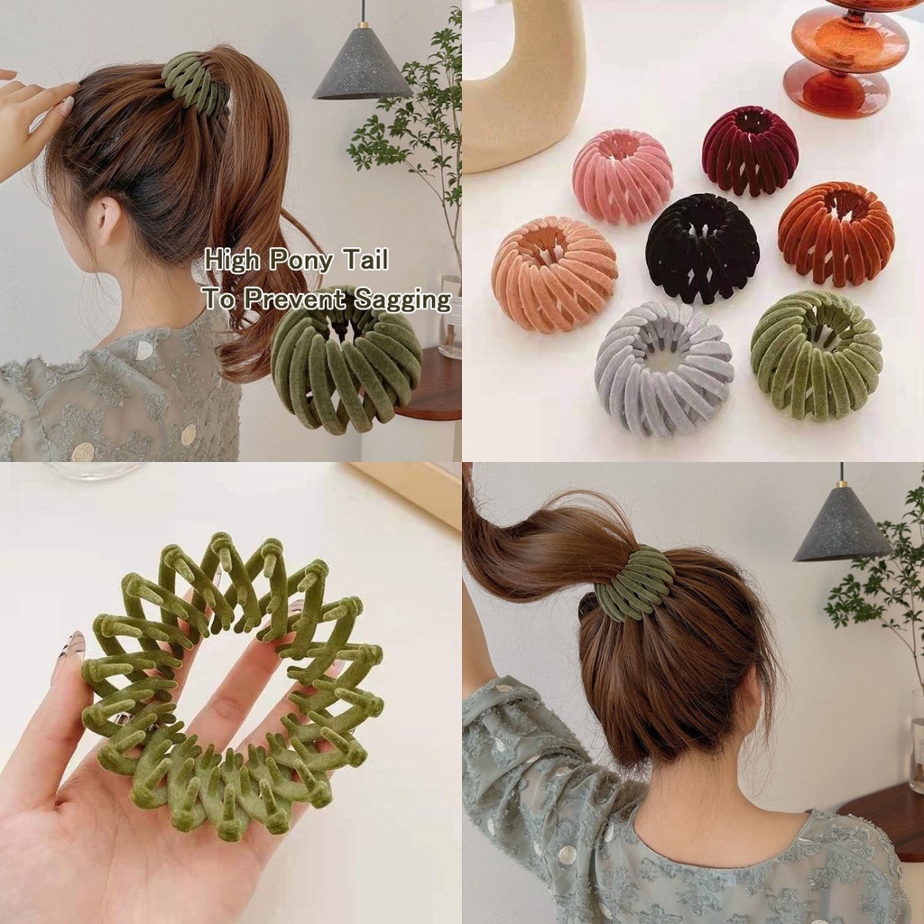 QiaoZhi2022 เครื่องประดับผมใหม่หญิง Flocking Coil Hair Artifact Simple Hairpin Back Head หางม้า Headdress
