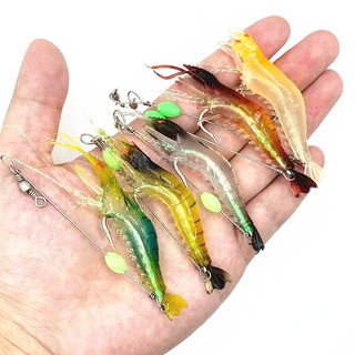 เหยื่อตกปลา เรืองแสง ไบโอนิค 7 ซม. 6 กรัม 1 ชิ้น Soft Shrimp Fishing Lure Swimbait Bass Wobbler Sinking Bait Tackle