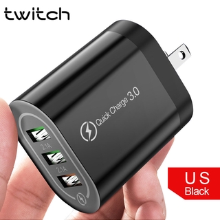 Twitch 5v 3a Usb อะแดปเตอร์ชาร์จอย่างรวดเร็ว 3 . 0 3 Usb สําหรับ Iphone Samsung Xiaomi