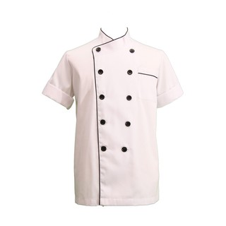 🔥The Best!! เอโร่ เสื้อกุ๊กแขนสามส่วน กระดุมแขน Size M aro Chef Uniform M-Cjaf3-1 Size M