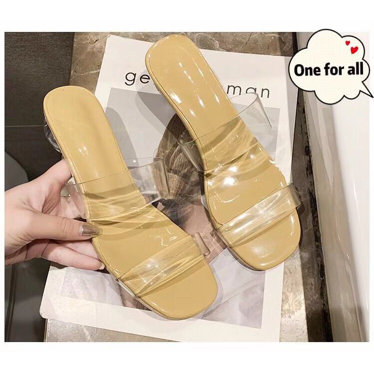 พร้อมส่ง TX47/TX235 รองเท้าส้นคริสตัลสายใส 2019