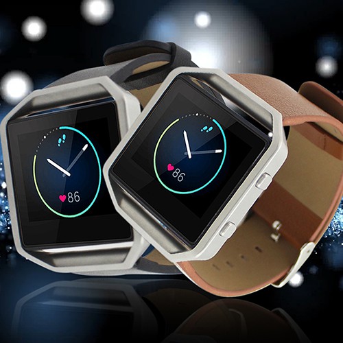 สายนาฬิกาข้อมือหนังแท้สำหรับ Fitbit Blaze