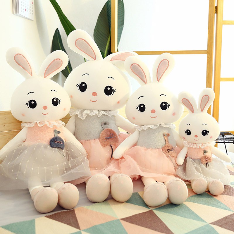 【Spot】Wholesale cute rabbit plush toy doll little white rabbit princess ...