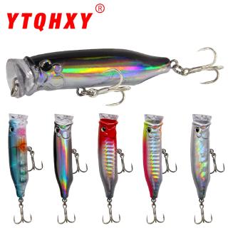 ตกปลาทะเลเหยื่อตกปลาล่ออาหารปลา 5Colors 7cm/9.4g Artificial Plastic Hard Bait 3D Eyes Wobblers With Hook Tackle Floating Topwater Popper Bionic Bait  Anti-corrosion Sea Fishing Lures Outdoor Freshwater Fishing Gear