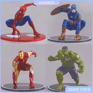 โมเดลฟิกเกอร์ Avengers Captain America Spiderman Iron Man แบบตั้งโต๊ะ สําหรับตกแต่งเค้ก