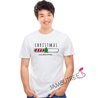 เสื้อยืดผ้าฝ้าย เสื้อยืดคริสต์มาสJambutree Funny Merry Christmas Party Celebration Christmas Loading Fashion Unisex Grap