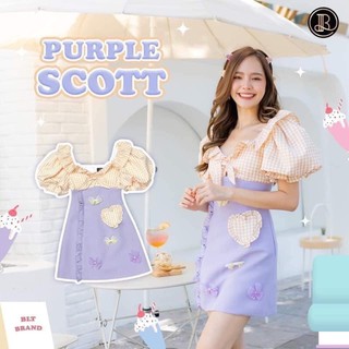 คอลใหม่ BLT Brand :PURPLE SCOTT มินิเดรสสีม่วง&amp;สก็อตส้ม 💟🧡Size XL💟🧡