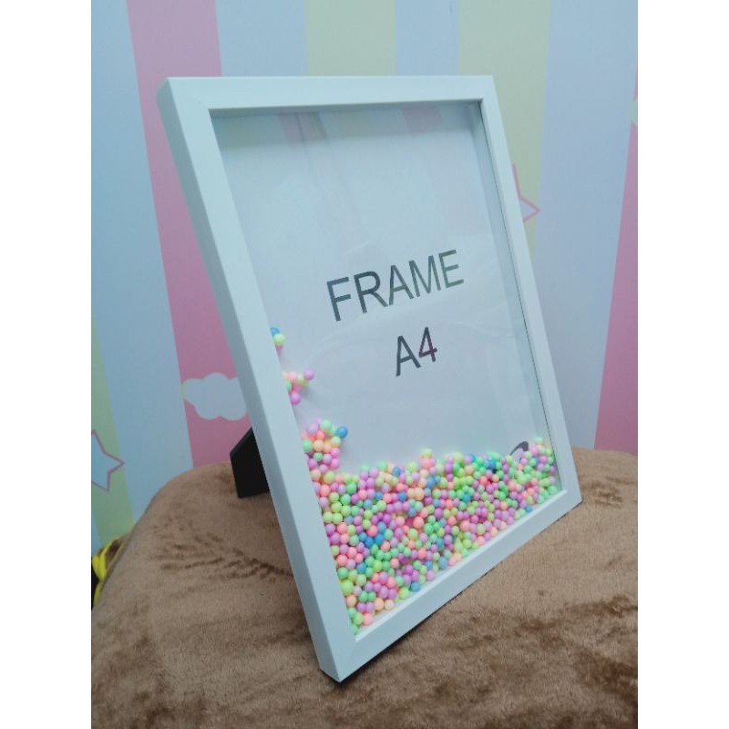 กรอบเขย่า 4x6" 5x7" 6x8" A4"  กรอบกล่อง กรอบรูปเม็ดโฟม ตัวกรอบลึก 1.5 cm.