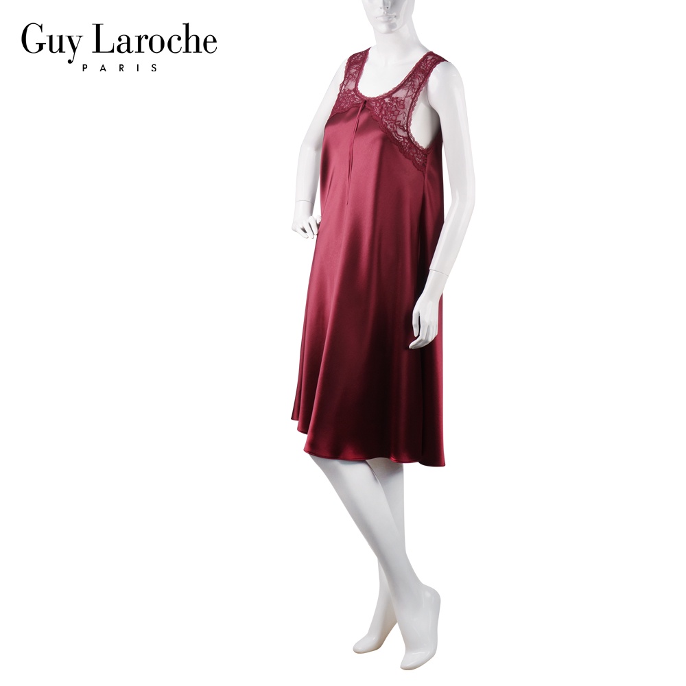 Guy Laroche GN4C43 ชุดนอนของแท้เกรด A ทรงกระโปรงสั้น ผ้าซาตินเนื้อนุ่ม แต่งลูกไม้ที่อกด้านหน้า ของกท